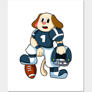 Dog at Sports with Football & Jersey Posters and Art